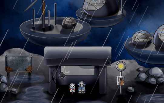 blue and red bot hide together