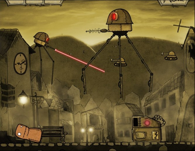 War of worlds robots destroying town