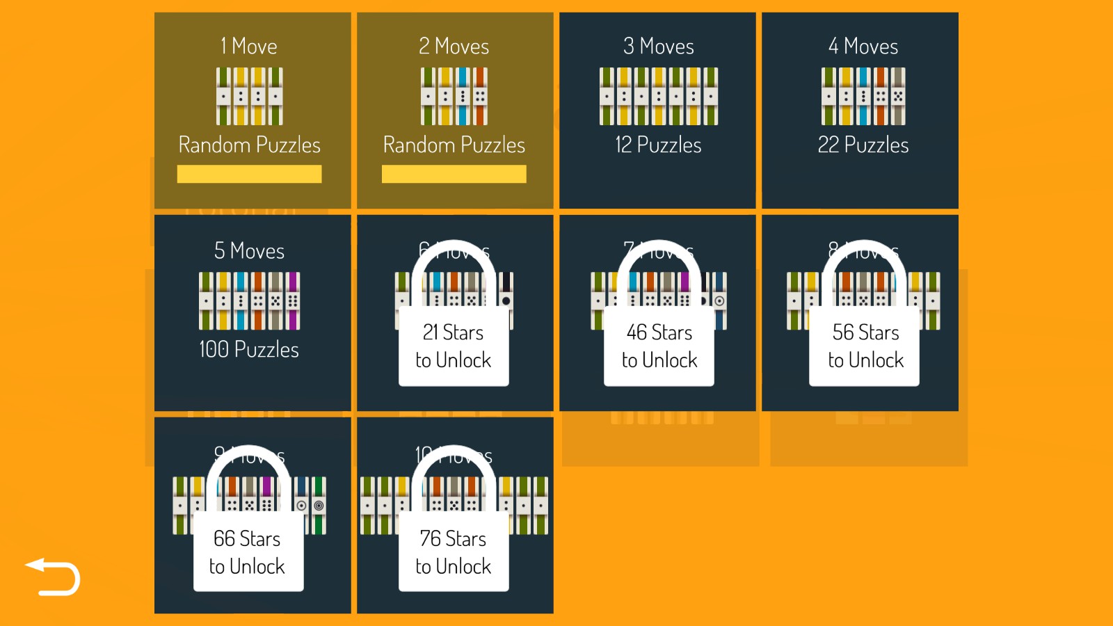 10 puzzle packs for regular symmetrical puzzles, each requiring progressively more stars to unlock