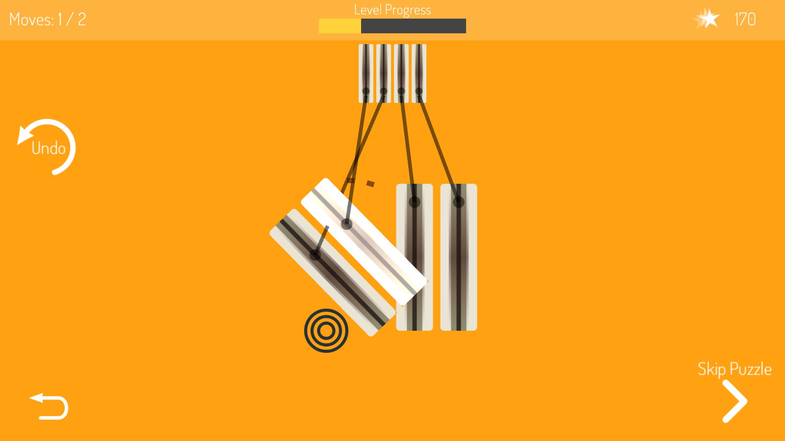 Demonstration of the flipping mechanic on a simple wired puzzle requiring two moves