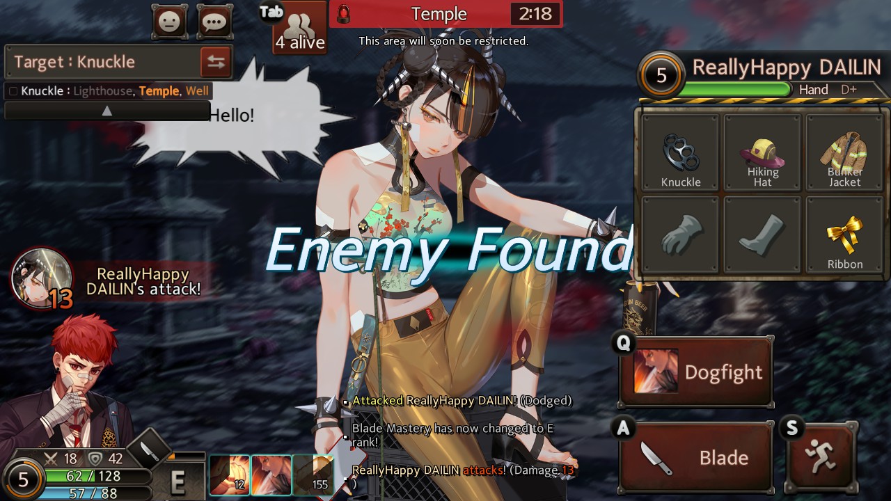 Combat in Black Survival featuring two level 5 characters fighting in melee at the temple