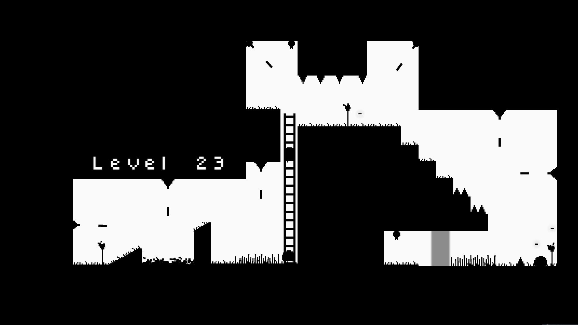 Blaite level 23. a ladder is in the center of the level up against a wall.