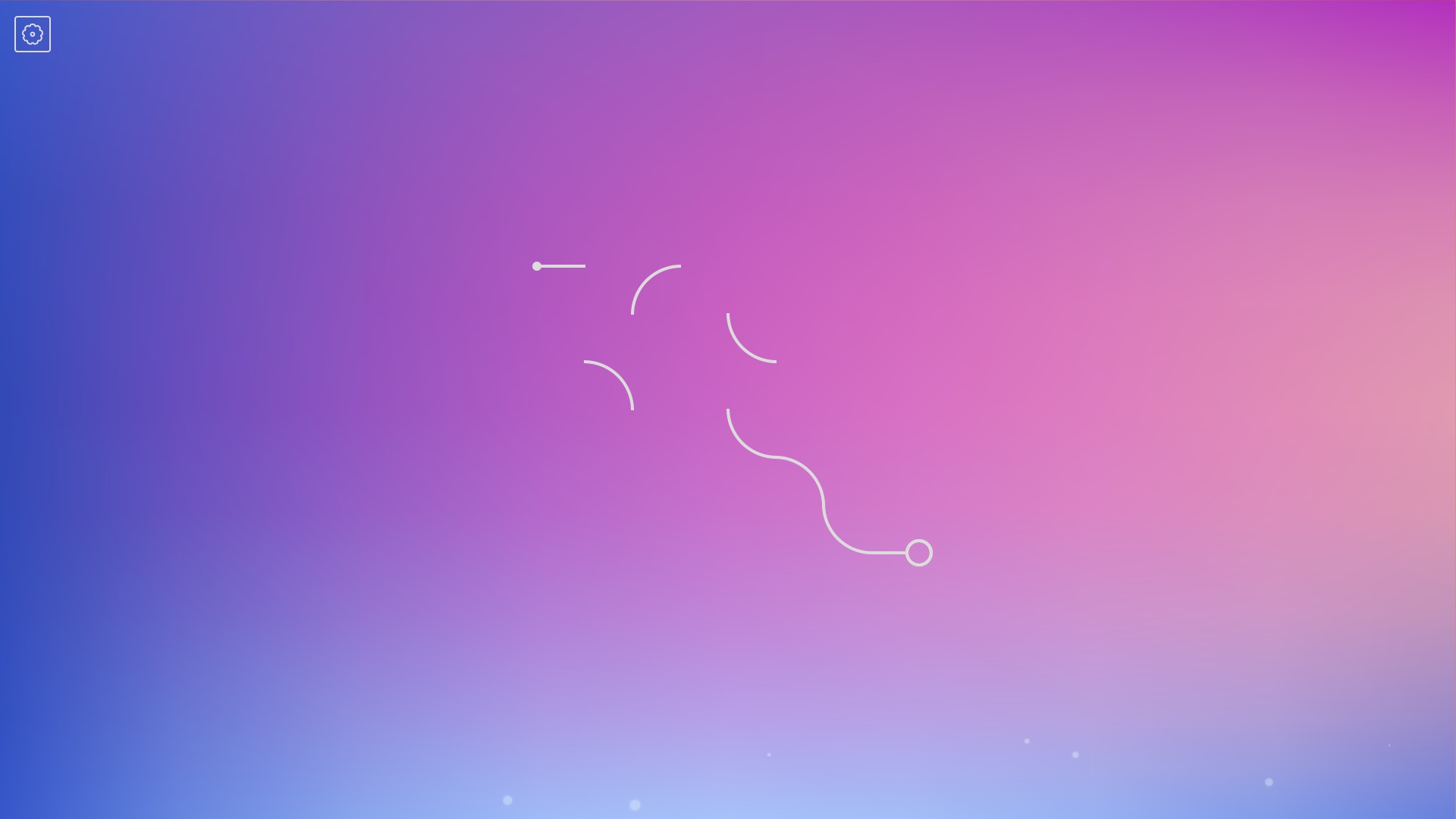 Single curved white line going diagonally across the screen. The top half is still fragmented and needs to be rotated into place.