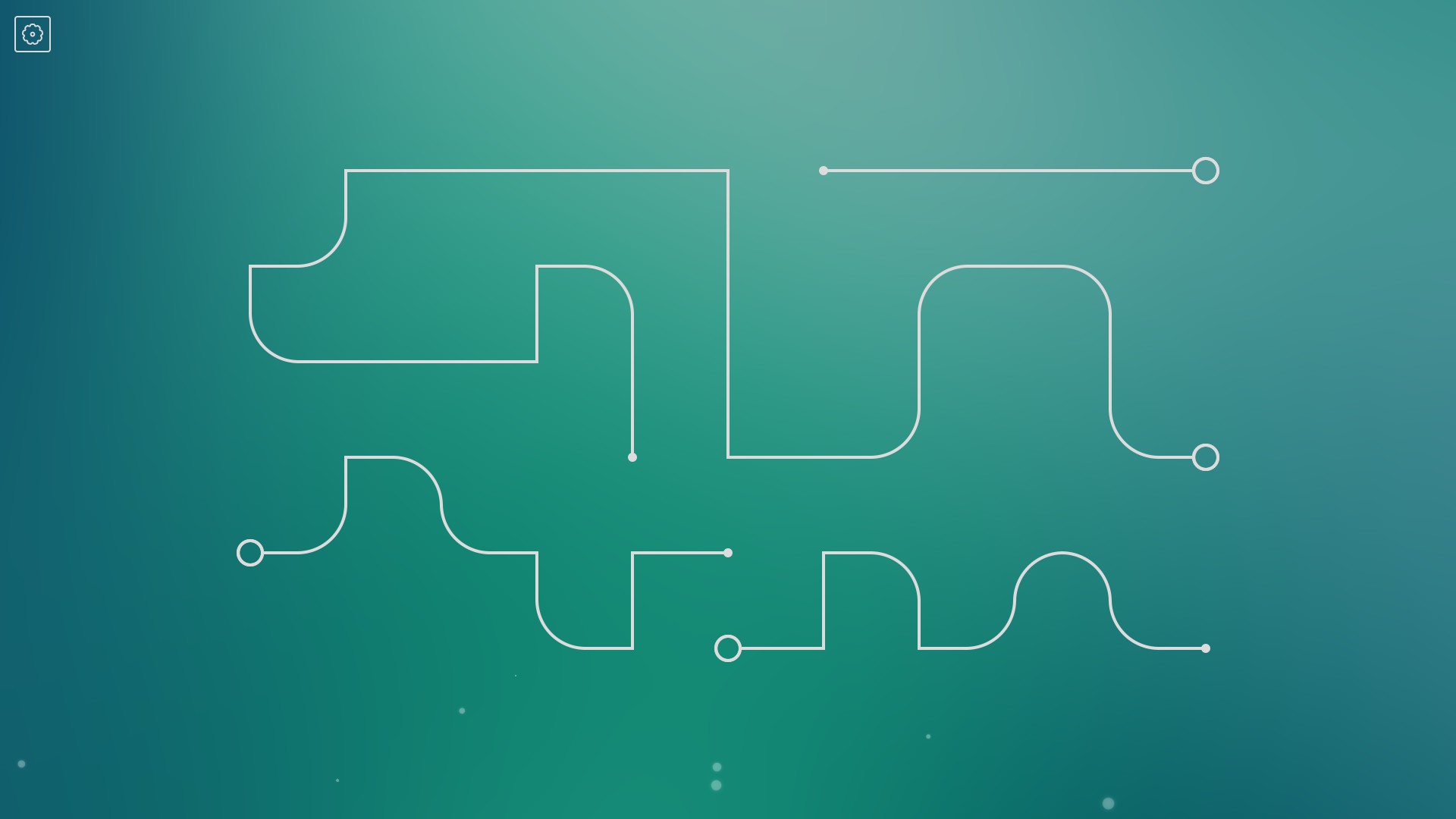 Completed white lines on a green gradient background. There are 4 lines of different lengths and curves.