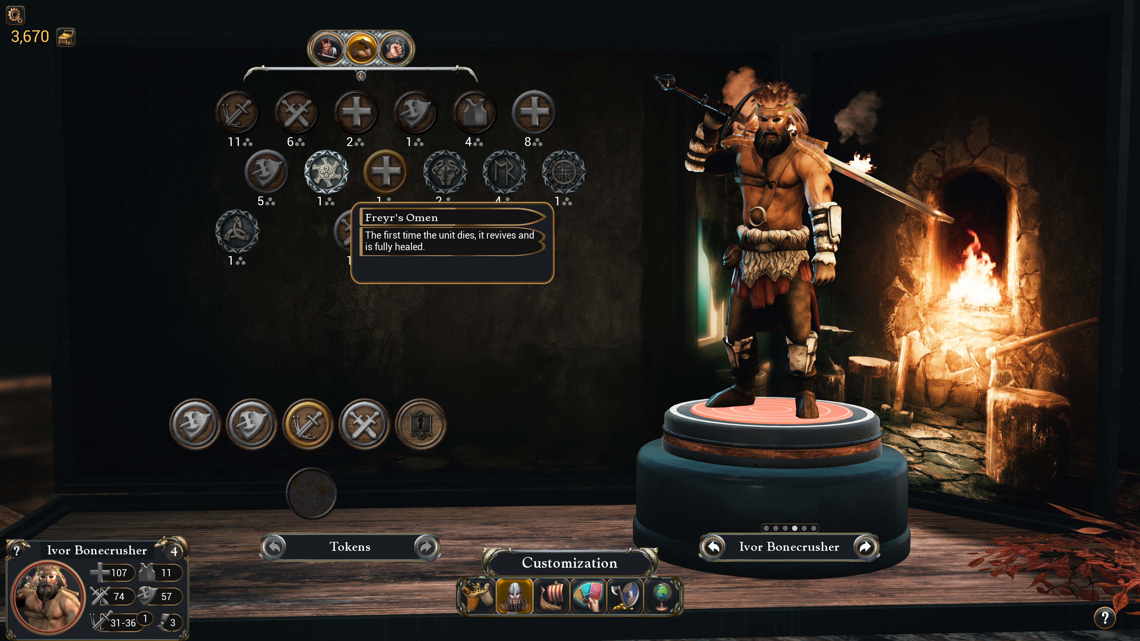 Upgrading Ivor Bonecrusher with a new token to fully revive him on death