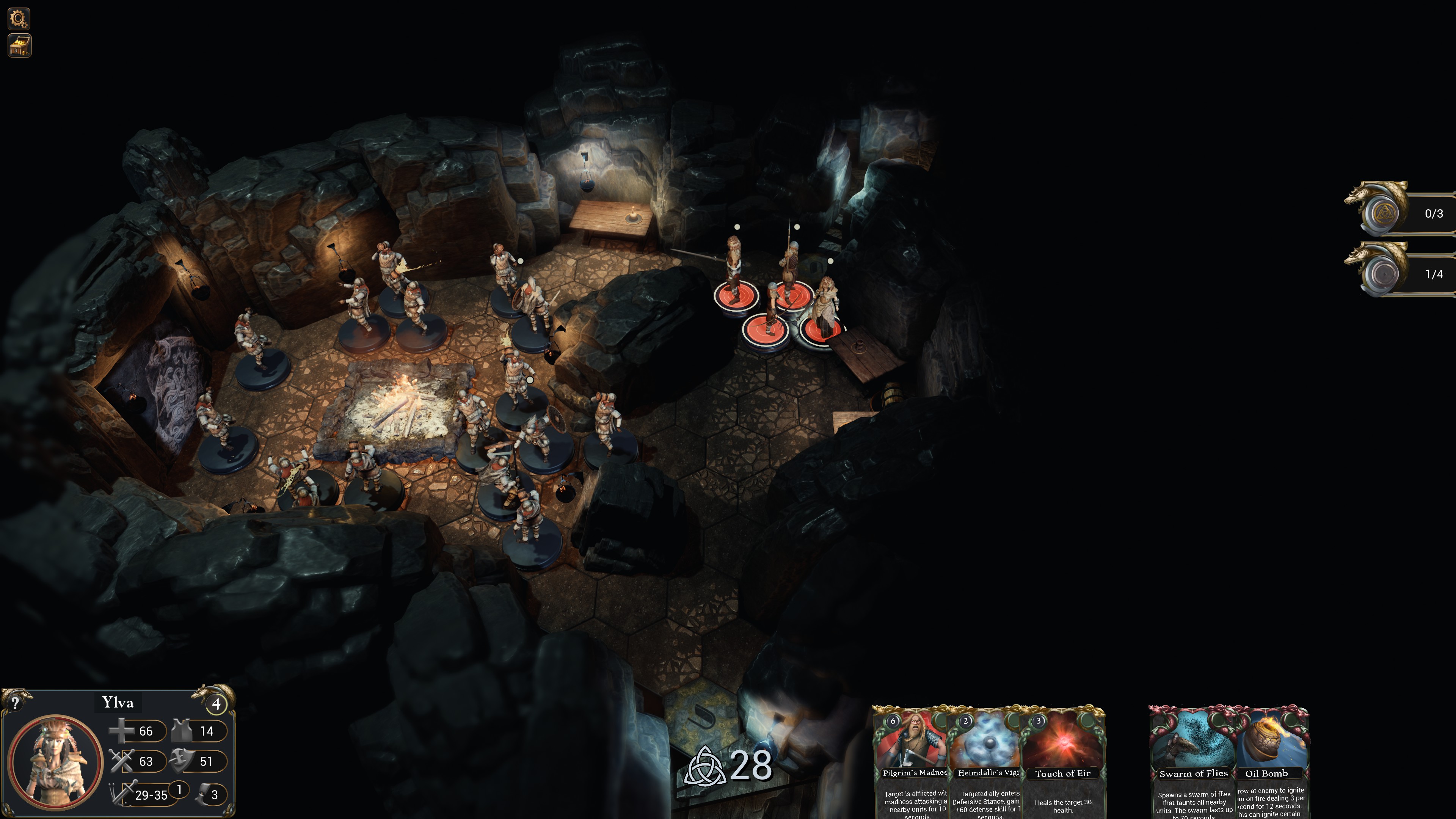 Fours figurines in an underground room filled with enemies that have not seen them yet