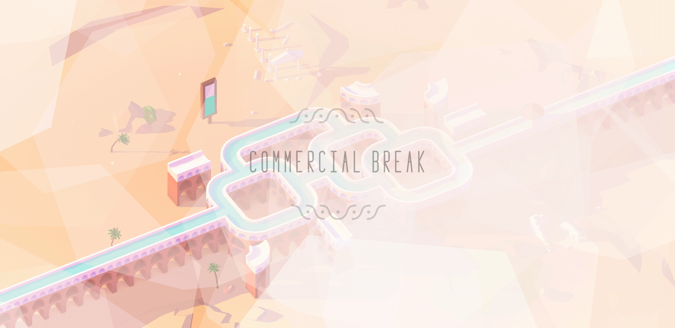 Screen fading to white with the text commercial break