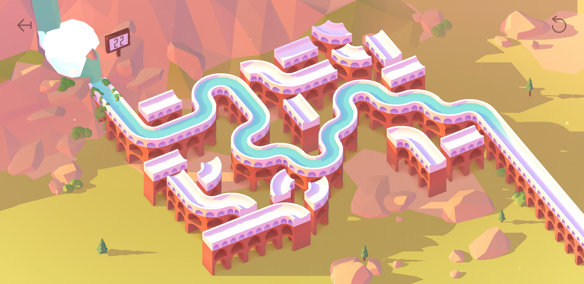 A 6 by 8 level finished with 22 moves remaining