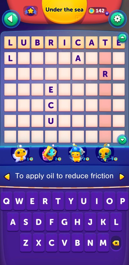 Answer lubricate to clue to apply oil to reduce friction, fills in at least 6 other letters across 5 words