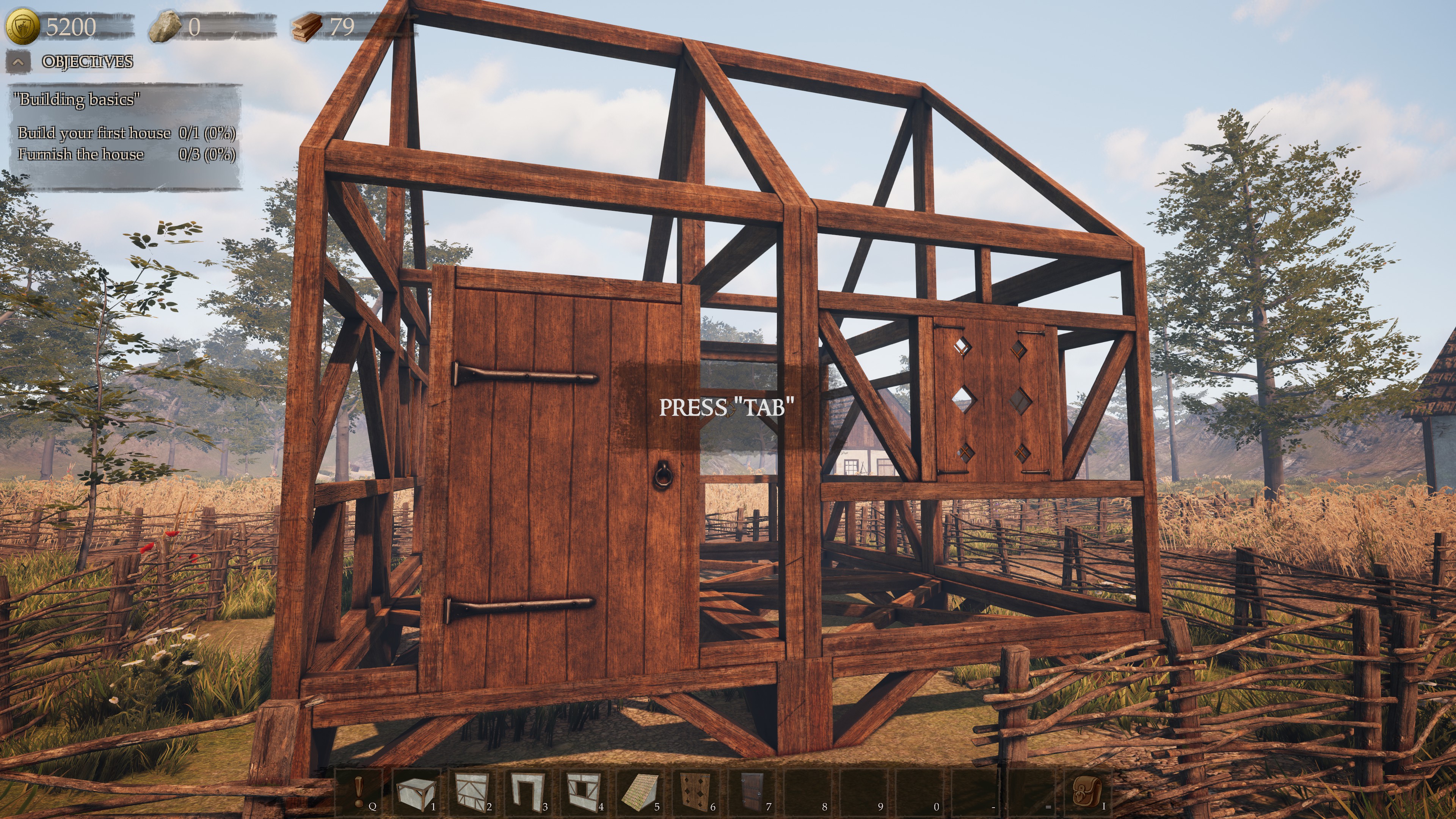 Castle Flipper. Basic wooden frame for a one-room house